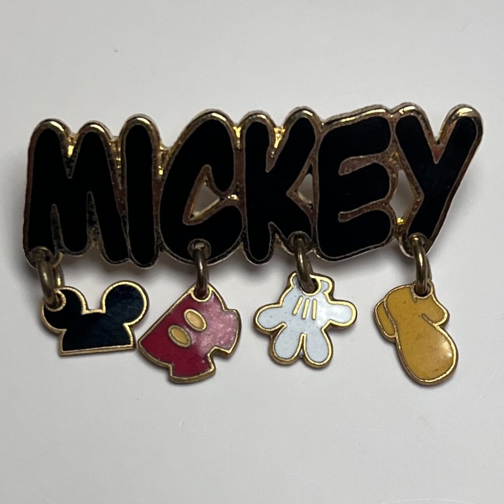 mickey letter dangle pin • ears / shorts / glove / shoe • vintage disney pin